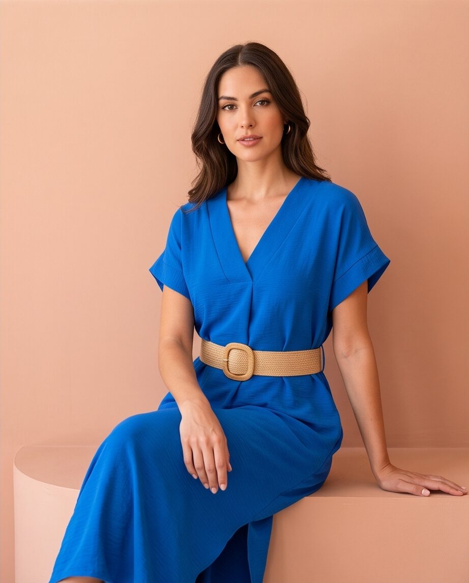 Jurk Molly blauw met riem - Afbeelding 2