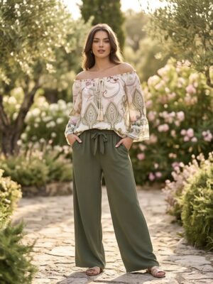 Blouse bloem groen