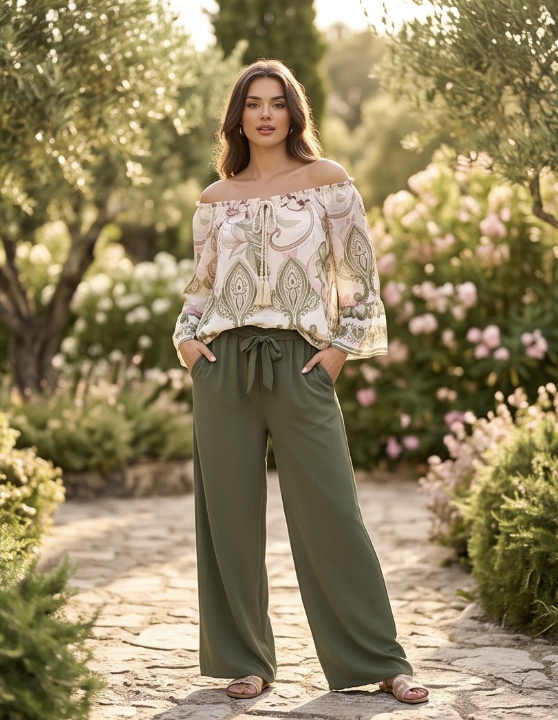 Blouse bloem groen