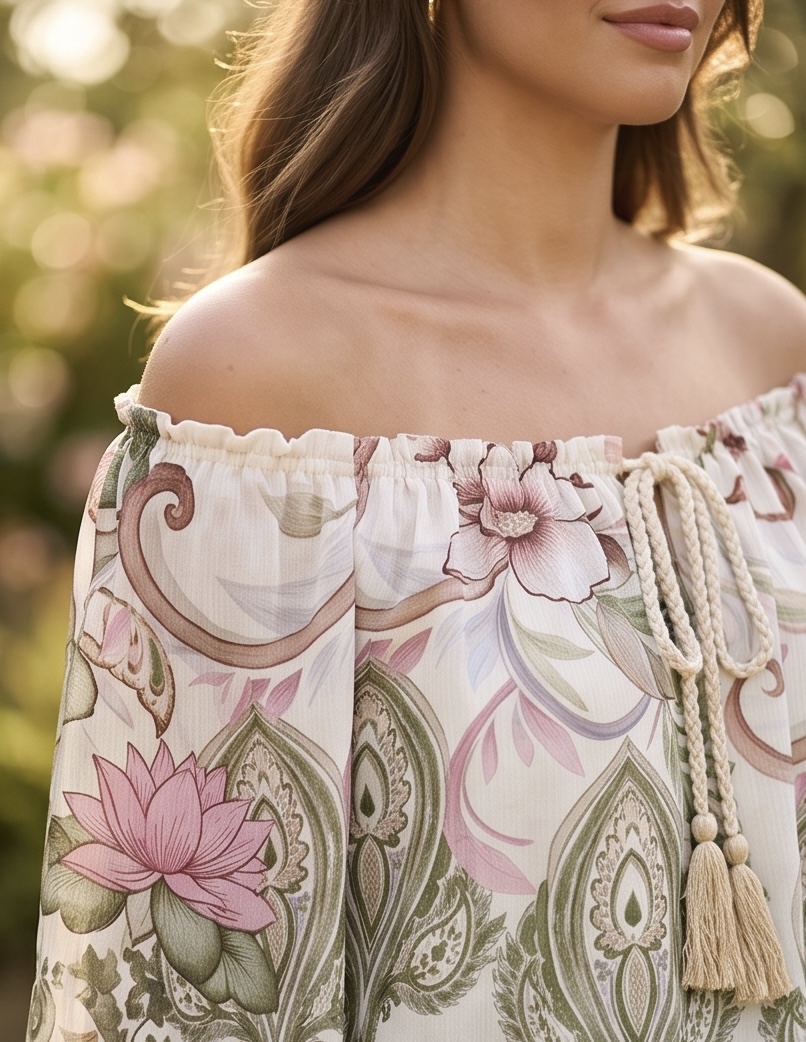 Blouse bloem groen - Afbeelding 2