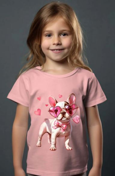 T-shirt roze met schattige Franse buldog