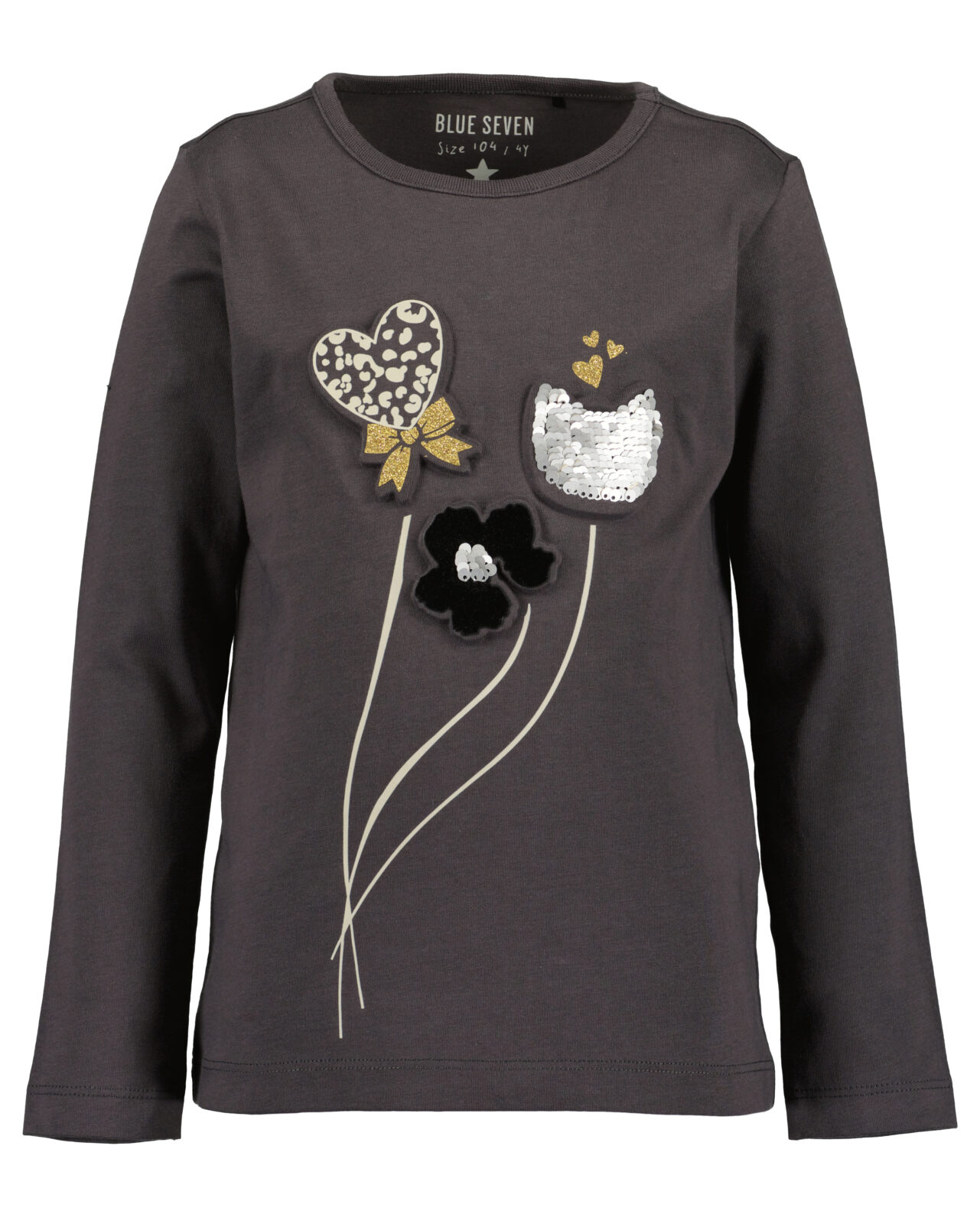 Blue Seven longsleeve met pailletten Athrazit 750811-9960 - Afbeelding 2