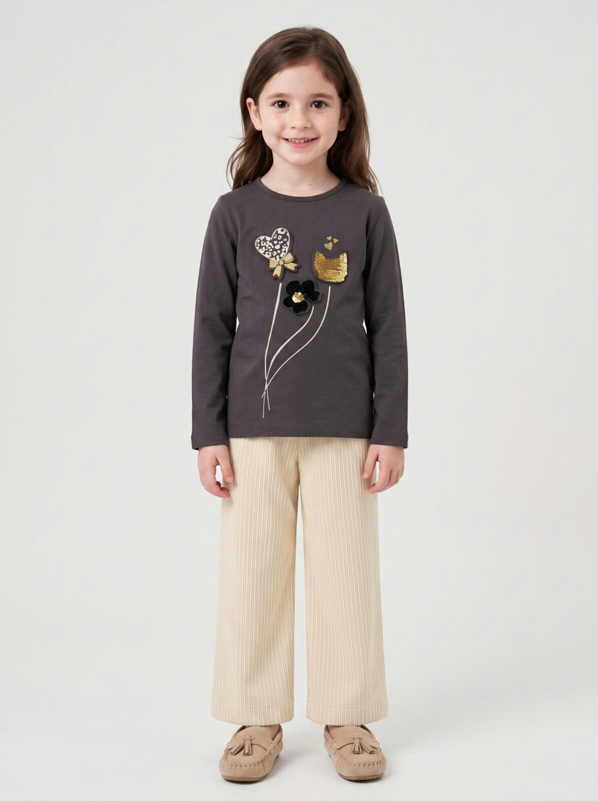 Blue Seven longsleeve met pailletten Athrazit 750811-9960 - Afbeelding 5