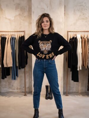 Lover tijger trui zwart