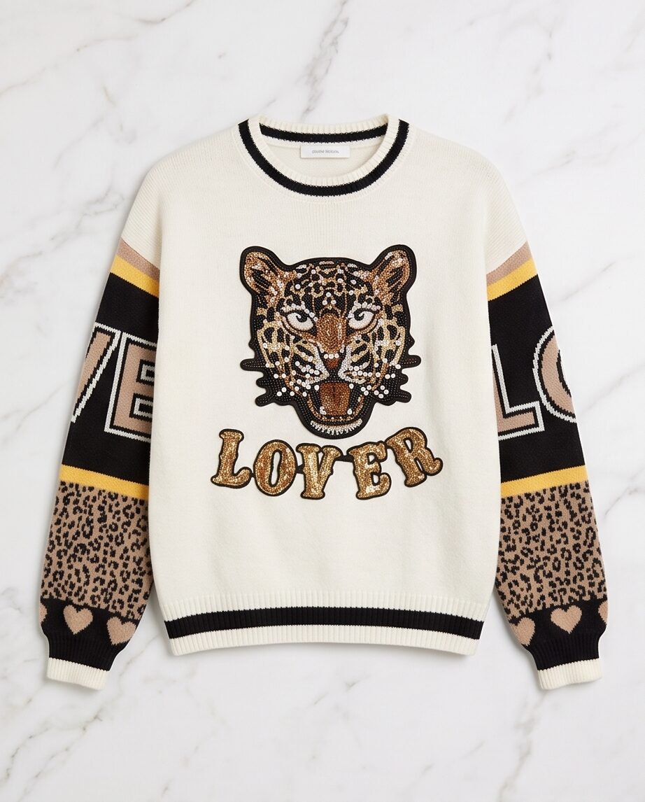 Trui pearl Lovers tijger ecru - Afbeelding 3