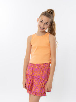 No Way Monday meisjes skort fuchsia zacht oranje bloemetjes N58116-1