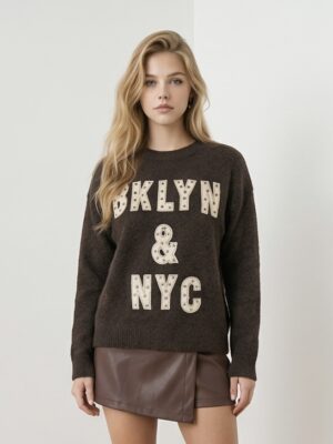 BRKLYN & NYC studded sweater choco