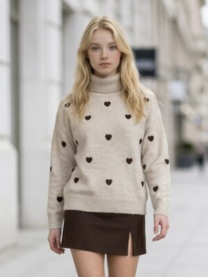Kol hartjes sweater Taupe