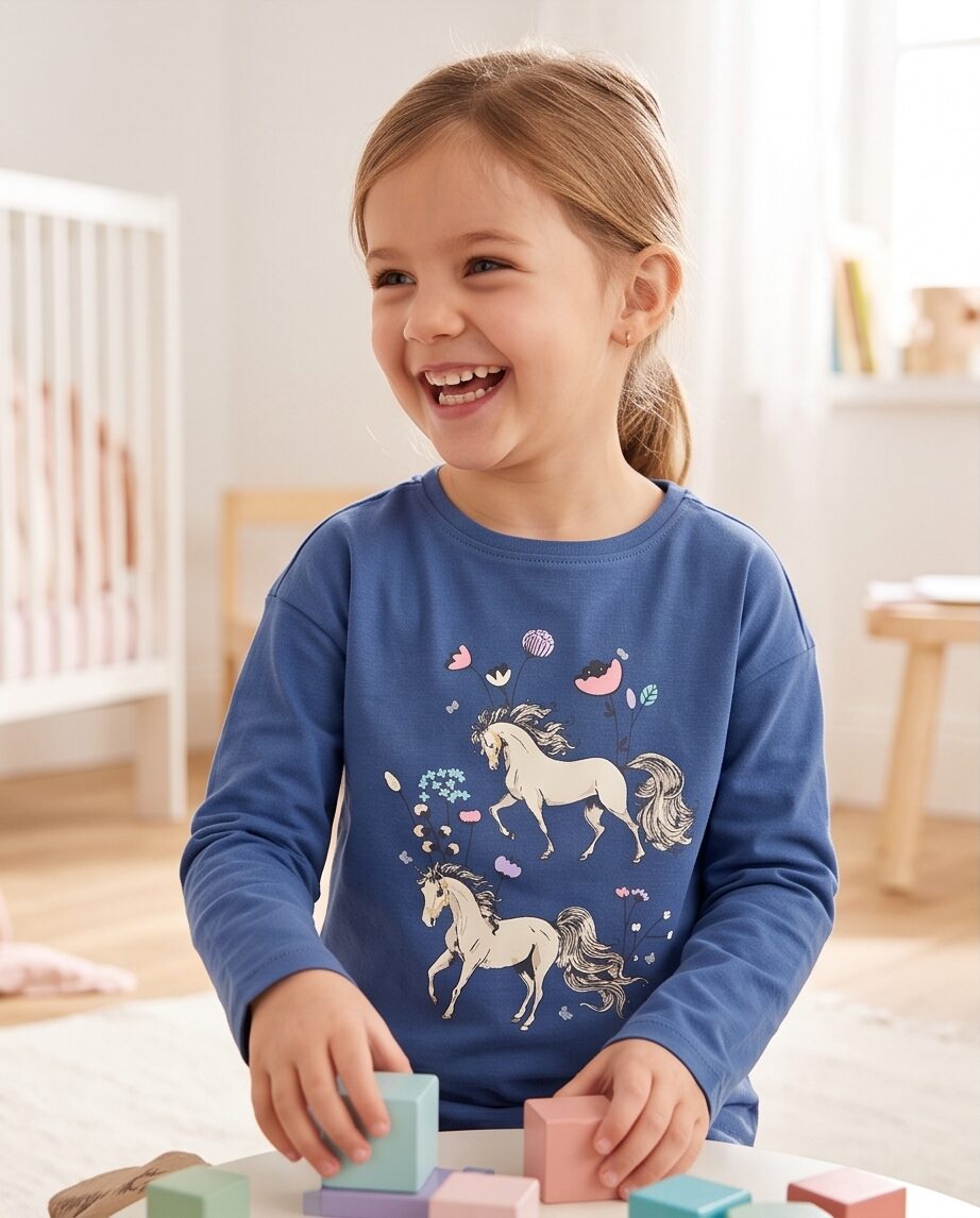 Blue Seven longsleeve paarden blauw 750798_5403