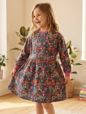 Jurk met bloemetjesprint Seventy-SG-52-F dark green