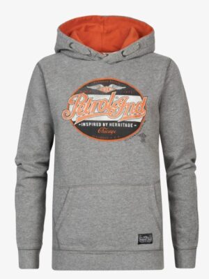 Petrol hoodie met logo van merk op de borst light slate melee