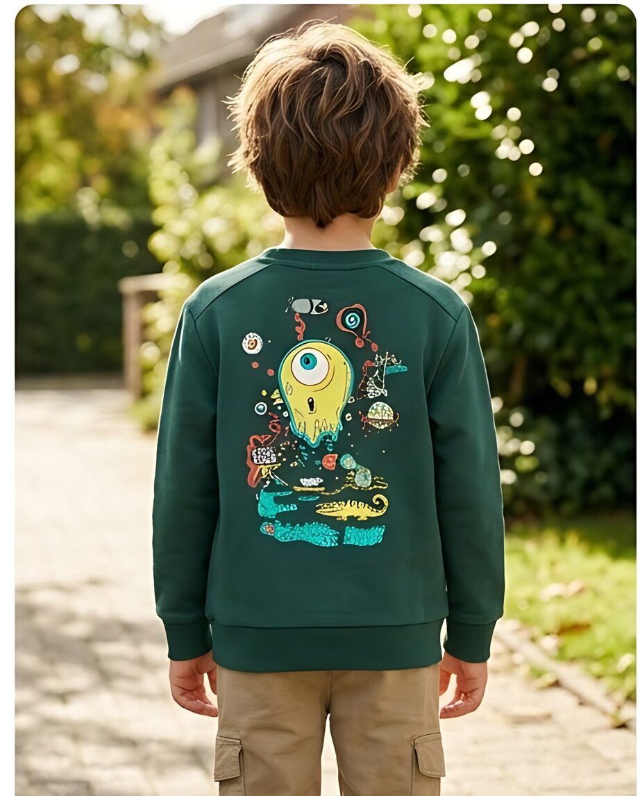 Someone sweater met mooie illustratie op achterzijde Nikko-SB-16-A dark green