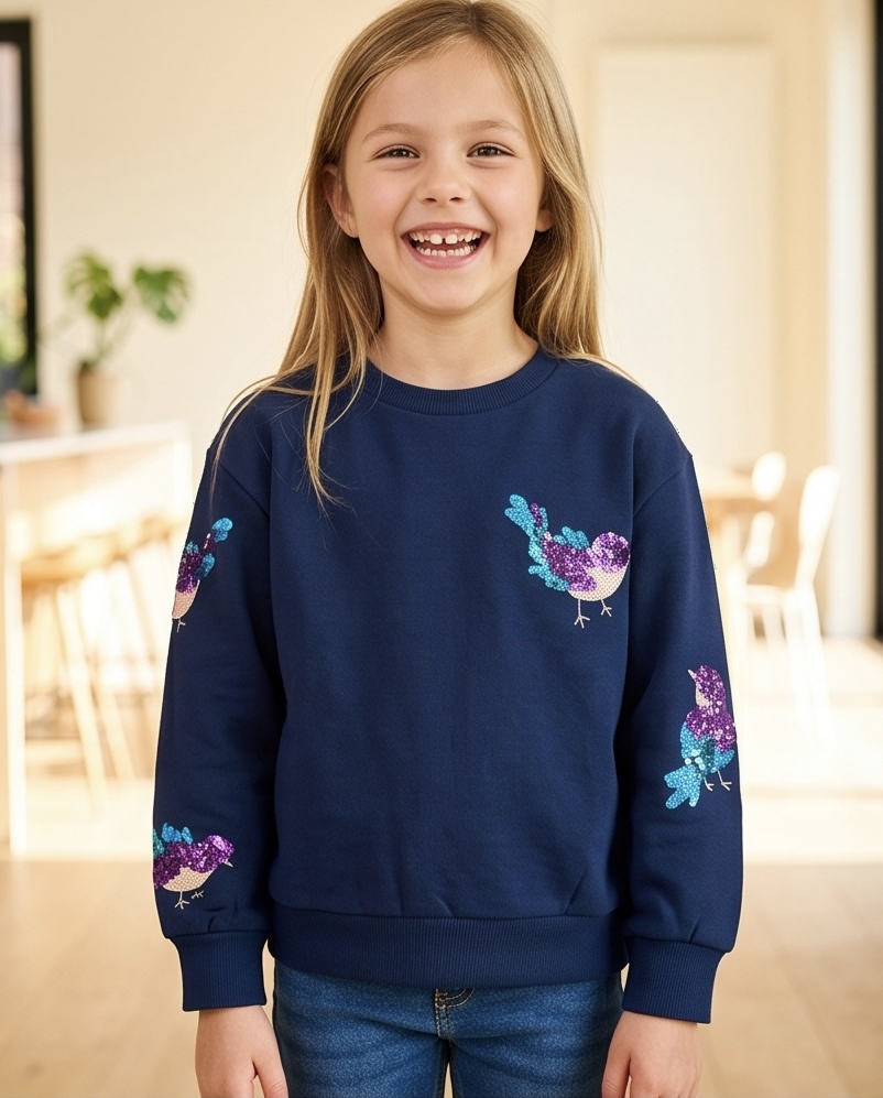 Someone sweater lieve glitter vogelprint navy Talia-SG-16-J LAATSTE STUK MAAT 110