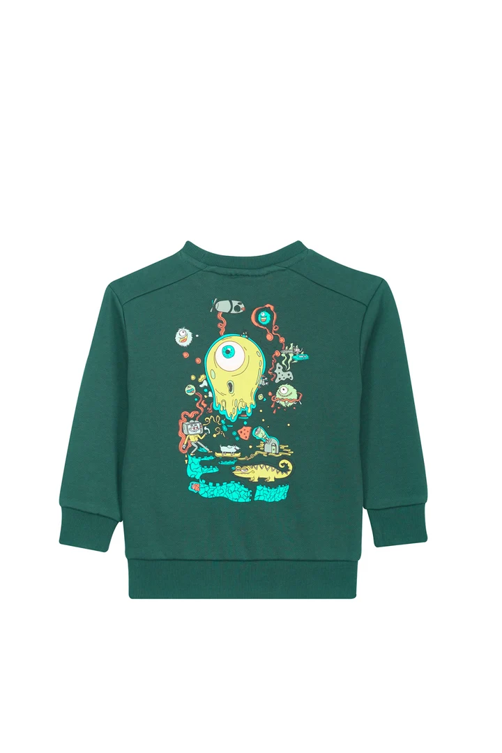Someone sweater met mooie illustratie op achterzijde Nikko-SB-16-A dark green - Afbeelding 3