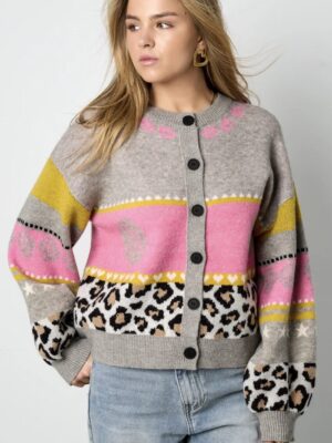 Gebreide dames cardigan casual grijs