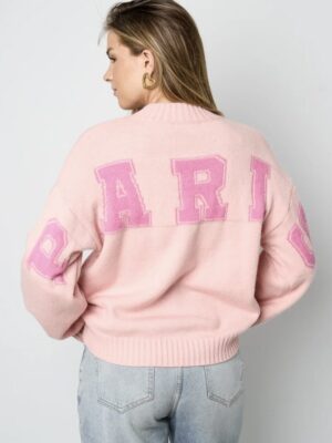 Gebreide Polyestervezel Vrouwen Trui Casual Letters roze